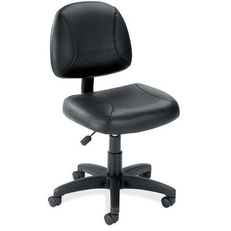 OFFICESOURCE Effort Collection Black Leather Armless Deluxe Posture Chair with Black Frame 316LBK